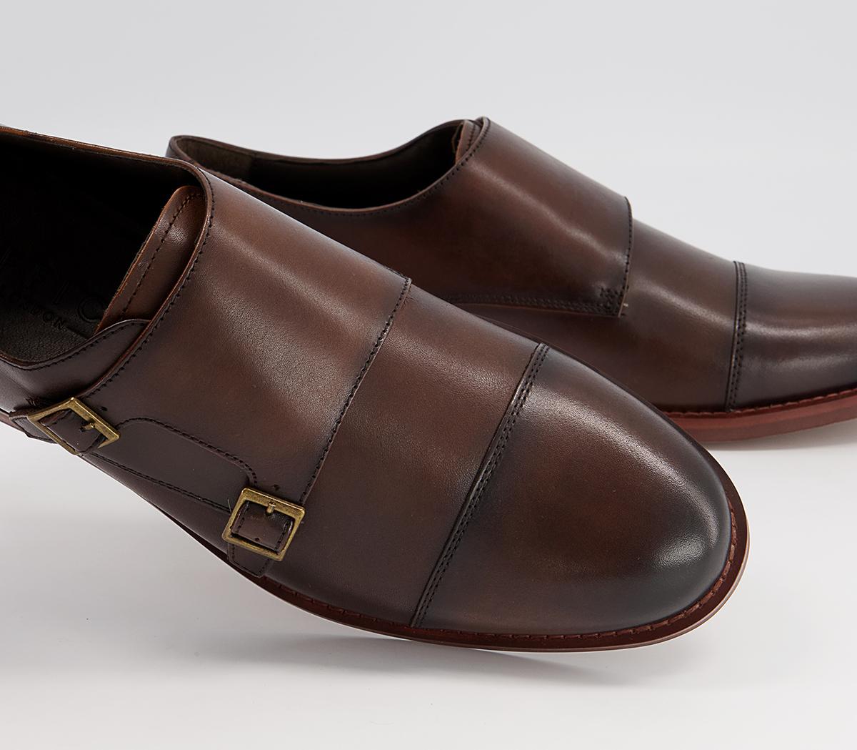 Office Malvern Toecap Monk Shoes Office Malvern Toecap Monk Shoes Brown Leather
