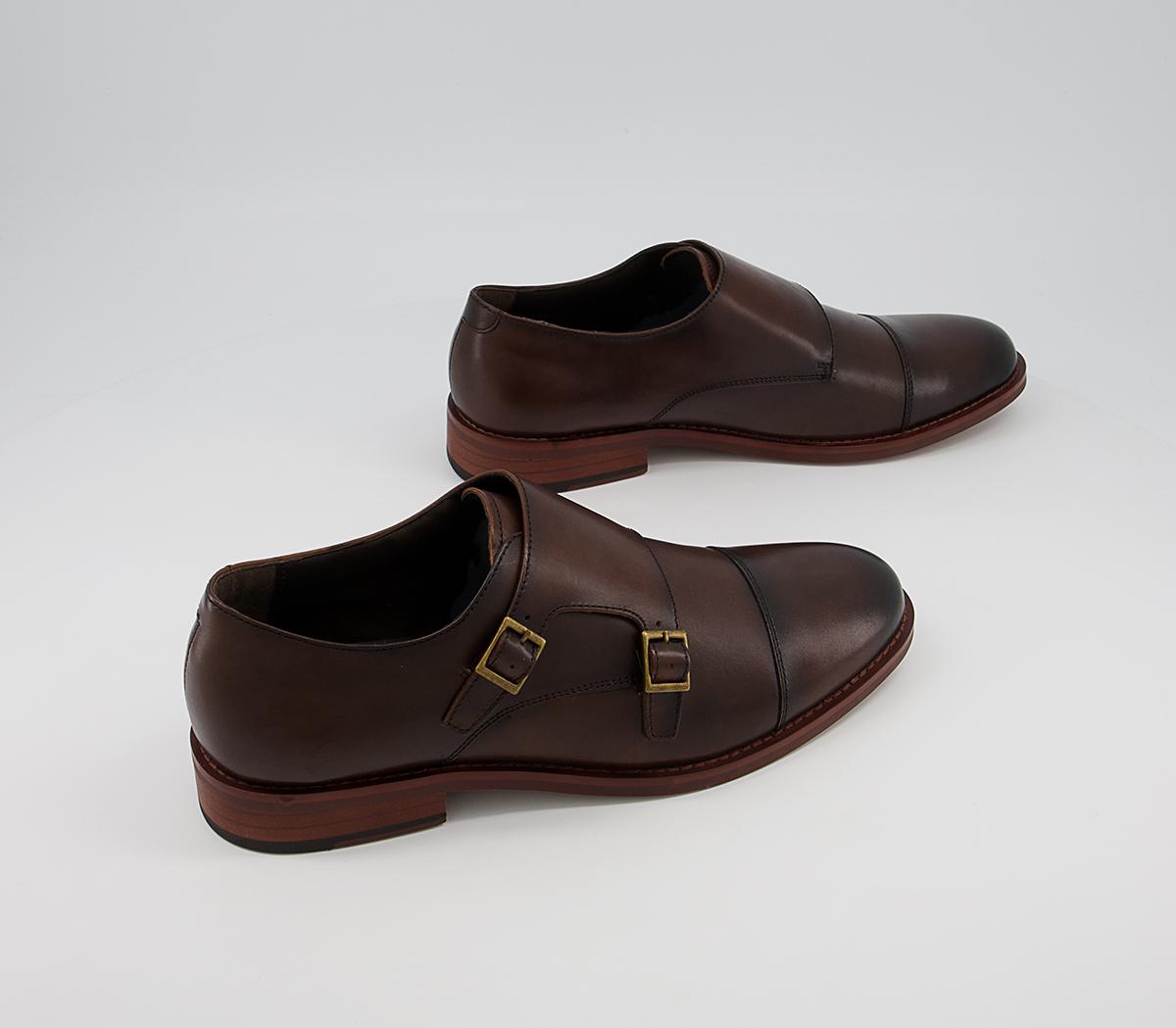Office Malvern Toecap Monk Shoes Office Malvern Toecap Monk Shoes Brown Leather
