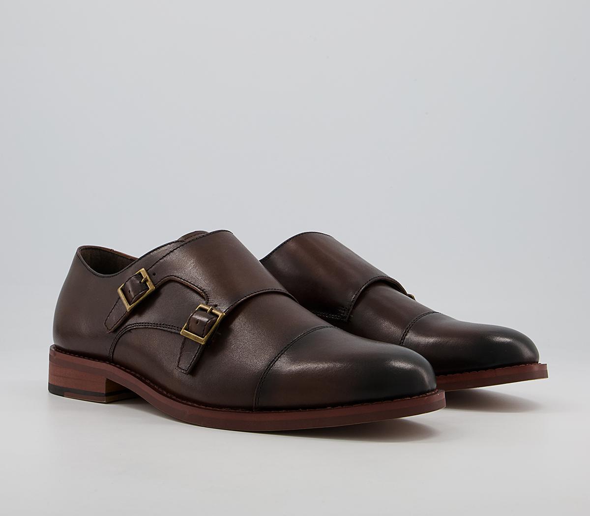 Office Malvern Toecap Monk Shoes Office Malvern Toecap Monk Shoes Brown Leather