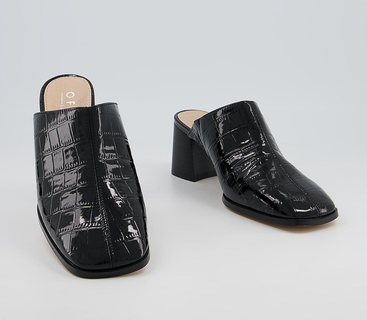 Office Marbie Square Toe Mules Office Marbie Square Toe Mules Black Croc