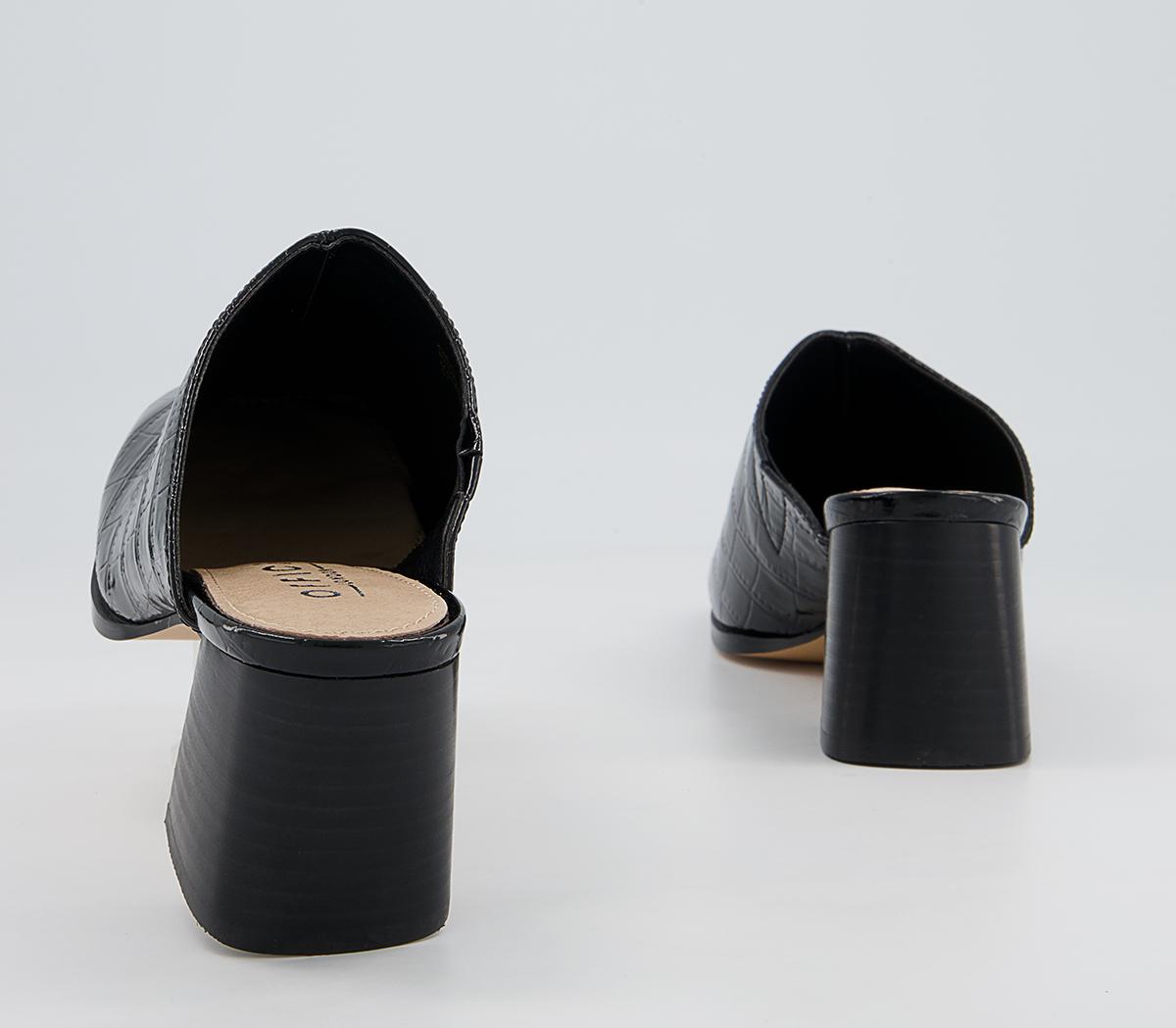 Office Marbie Square Toe Mules Office Marbie Square Toe Mules Black Croc