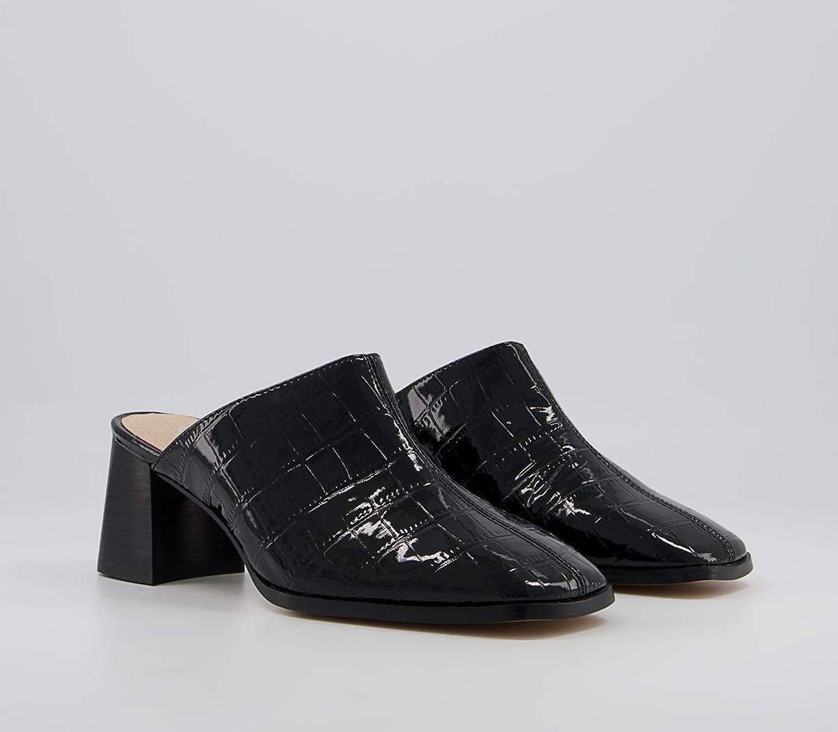 Office Marbie Square Toe Mules Office Marbie Square Toe Mules Black Croc