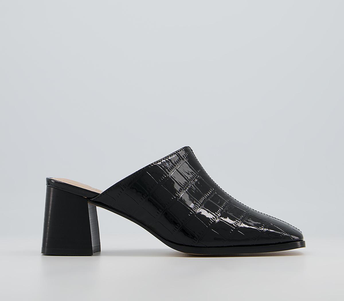 Office Marbie Square Toe Mules Office Marbie Square Toe Mules Black Croc