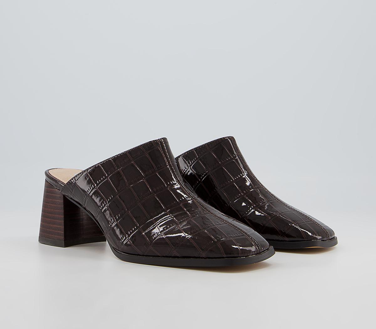 Office Marbie Square Toe Mules Office Marbie Square Toe Mules Chocolate Croc