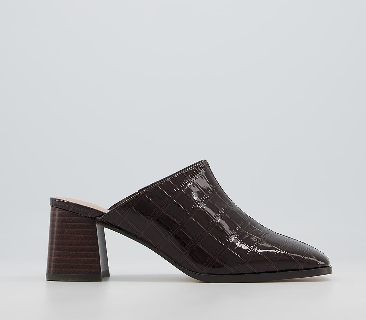 Office Marbie Square Toe Mules Office Marbie Square Toe Mules Chocolate Croc