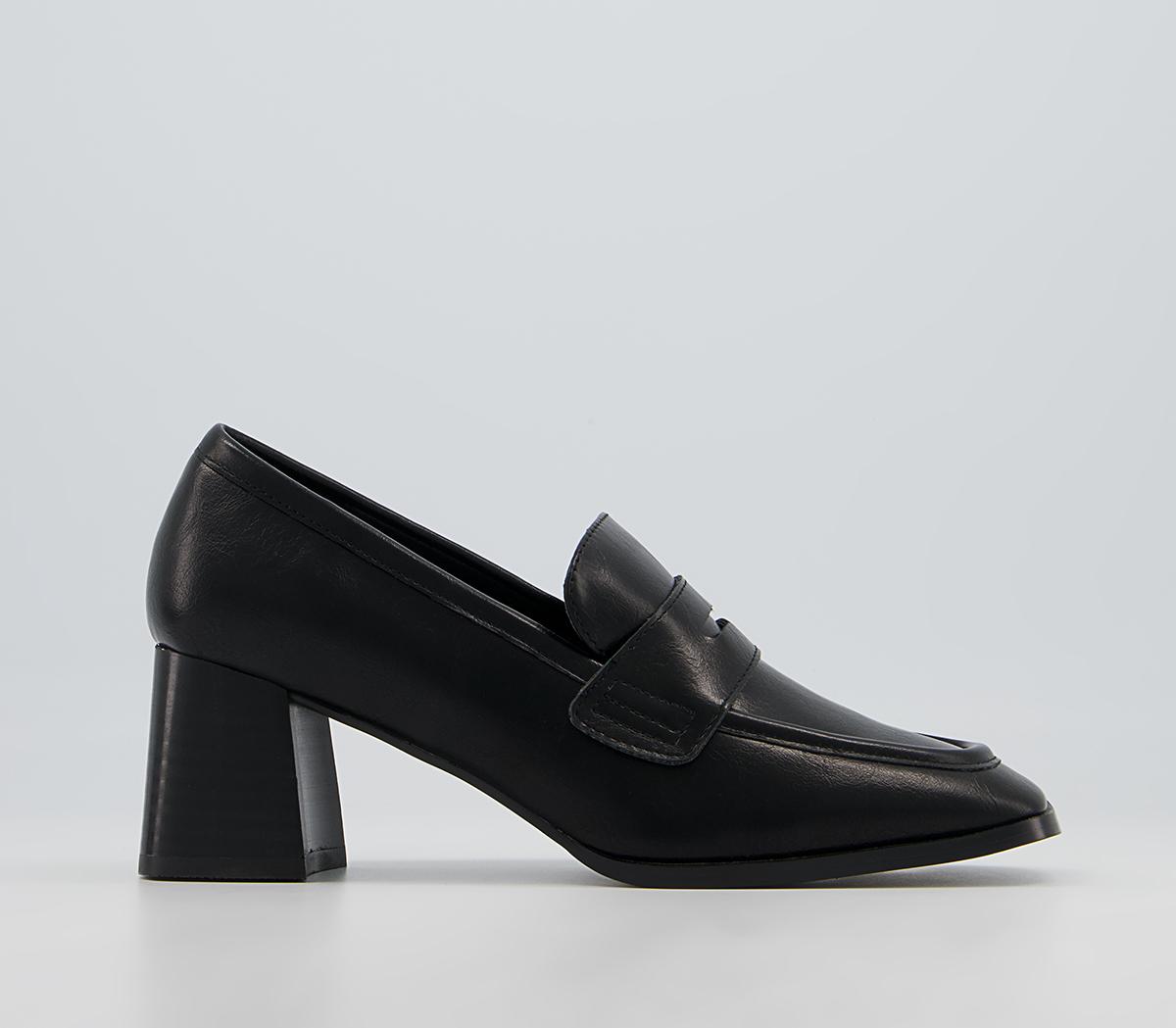 Black mid 2024 heel loafers