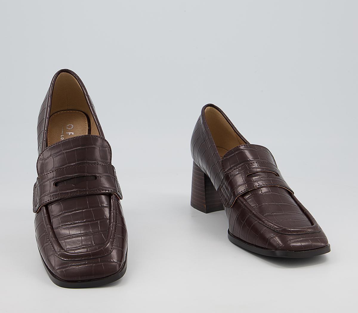 Office Madera Heeled Loafers Office Madera Heeled Loafers Chocolate Croc