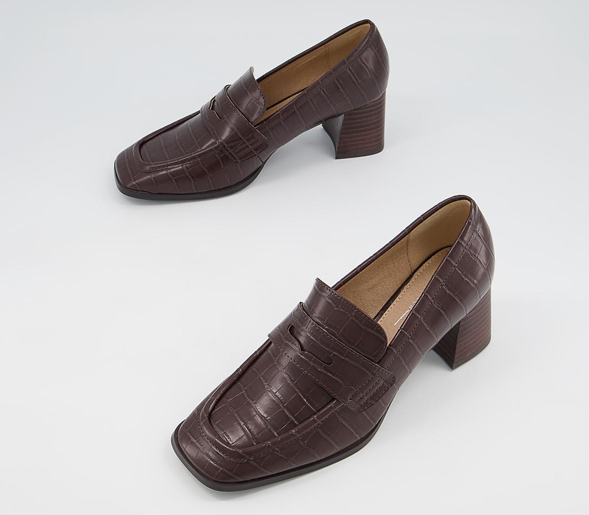 Office Madera Heeled Loafers Office Madera Heeled Loafers Chocolate Croc