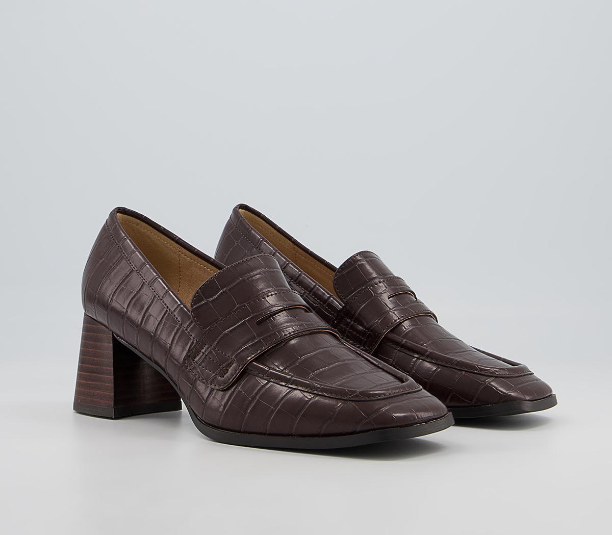 Office Madera Heeled Loafers Office Madera Heeled Loafers Chocolate Croc