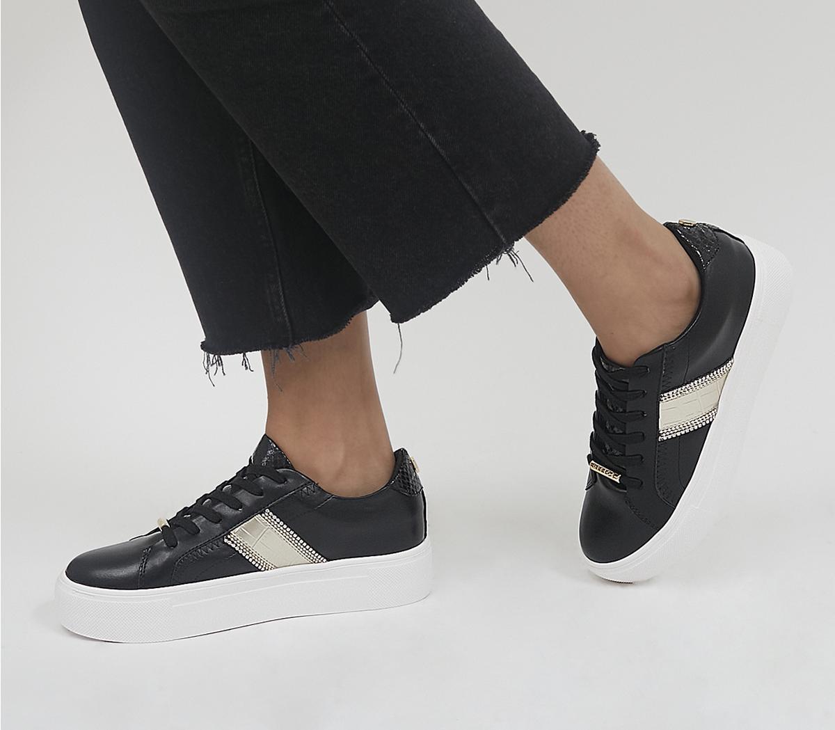 Fasten Feature Flatform Up Trainers     Faux Leather