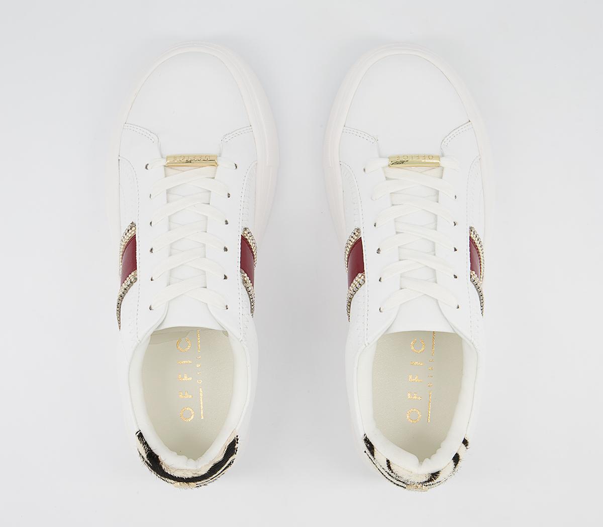 Office Fasten Feature Flatforms Lace Up Trainers Office Fasten Feature Flatforms Lace Up Trainers White Burgundy Animal Mix
