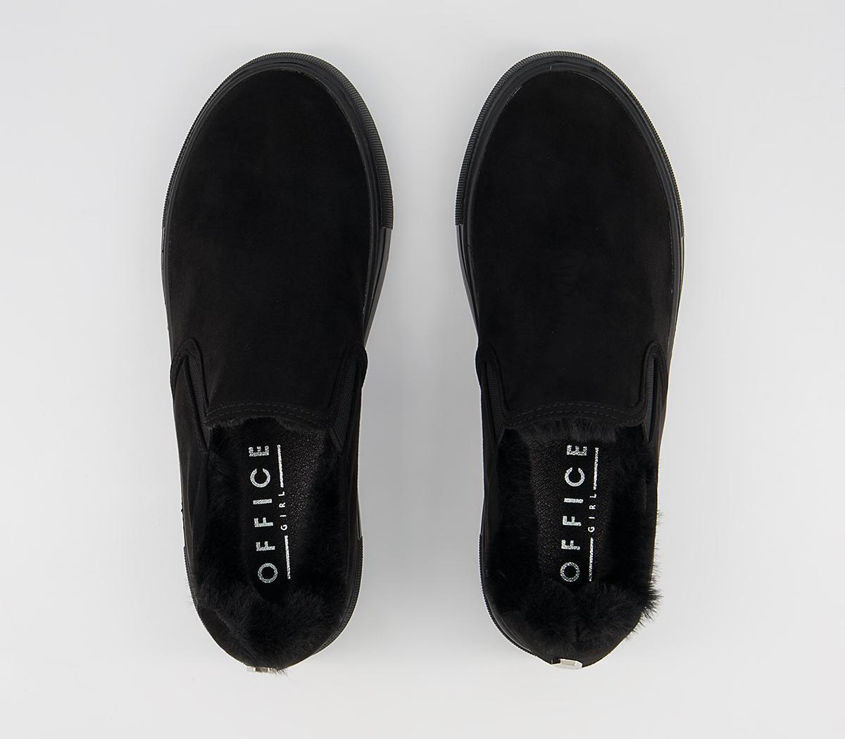 Office Fade Slip On Trainers Office Fade Slip On Trainers Black Drench Faux Fur Lined