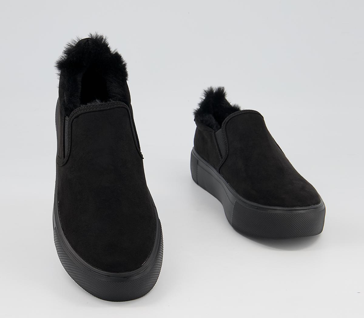 Office Fade Slip On Trainers Office Fade Slip On Trainers Black Drench Faux Fur Lined
