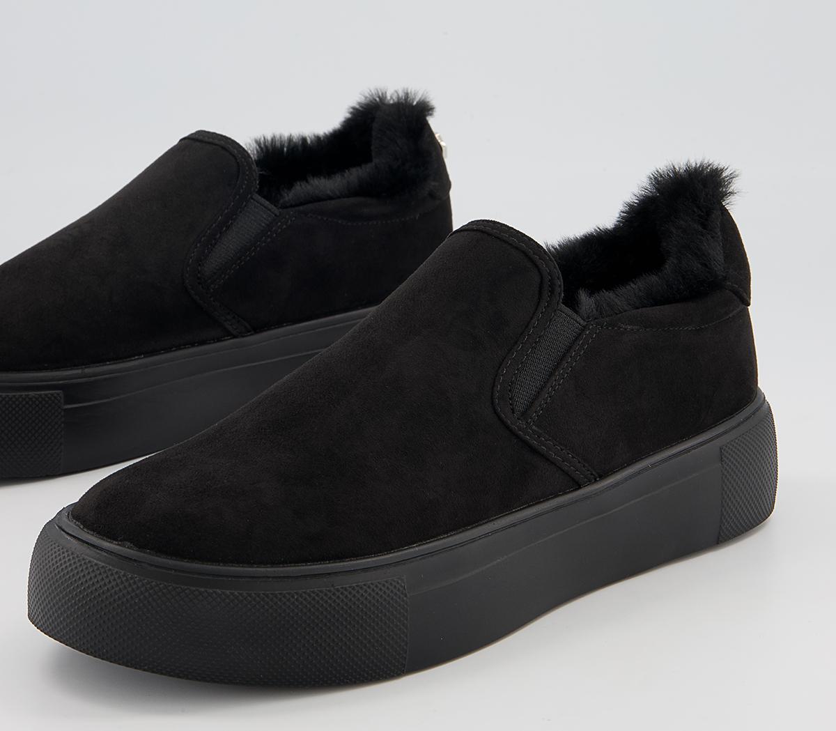 Office Fade Slip On Trainers Office Fade Slip On Trainers Black Drench Faux Fur Lined
