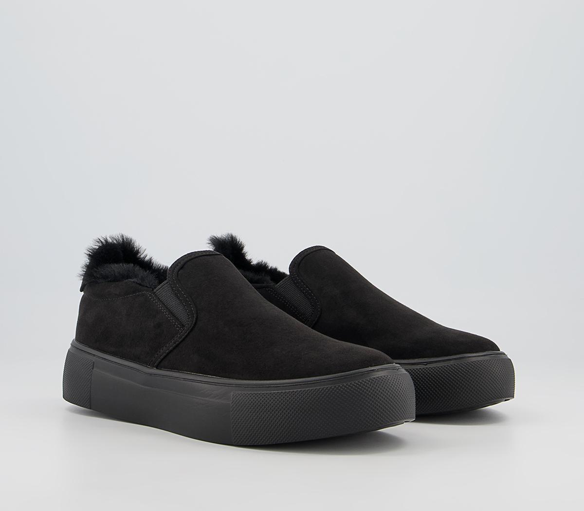 Office Fade Slip On Trainers Office Fade Slip On Trainers Black Drench Faux Fur Lined