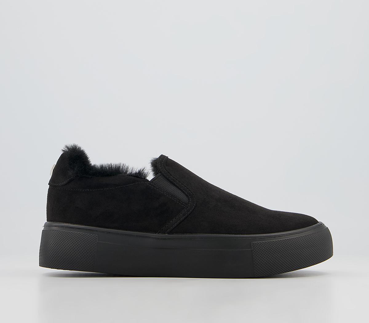 Office Fade Slip On Trainers Office Fade Slip On Trainers Black Drench Faux Fur Lined
