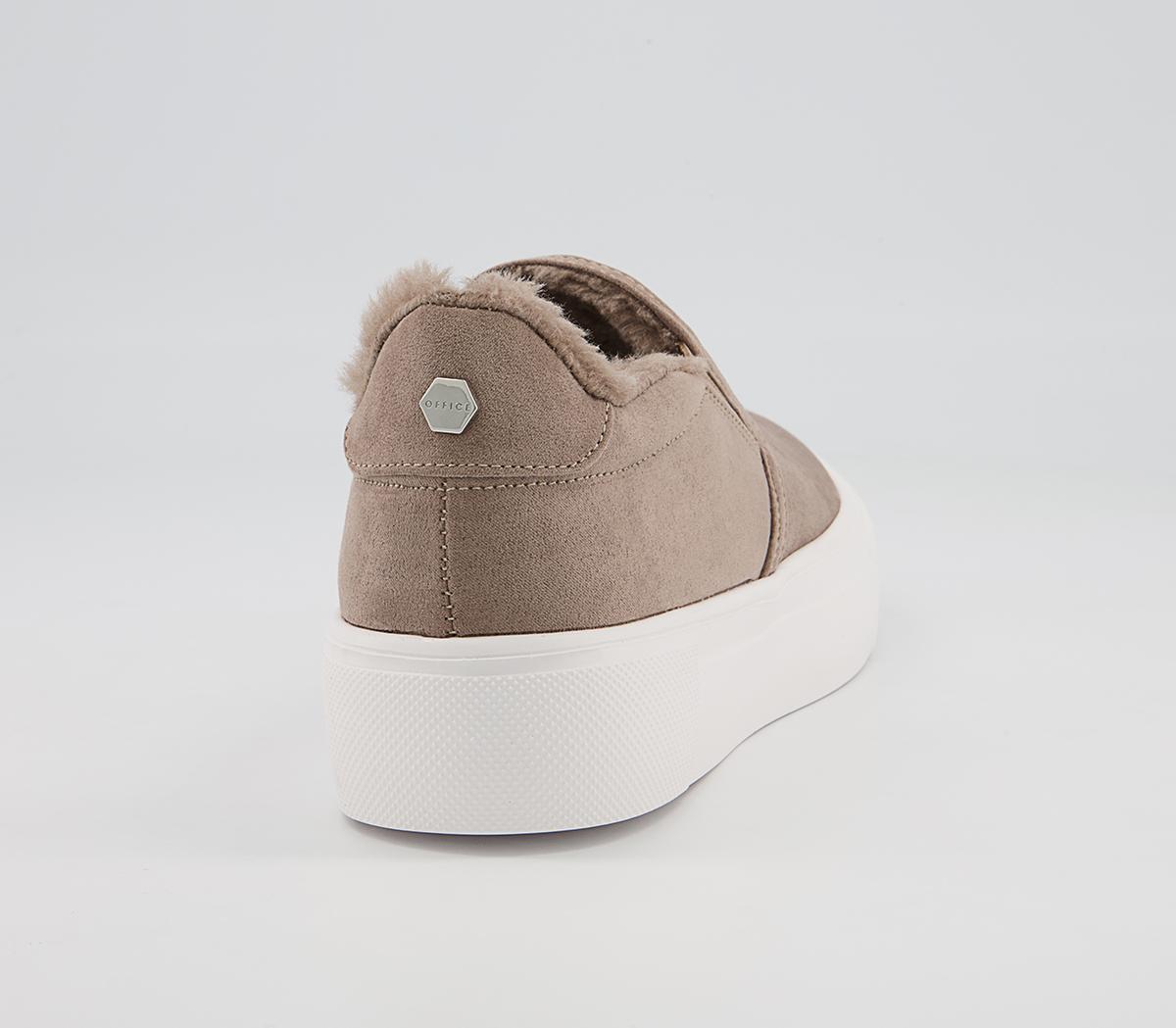 Office Fade Slip On Trainers Office Fade Slip On Trainers Taupe Faux Fur Lined