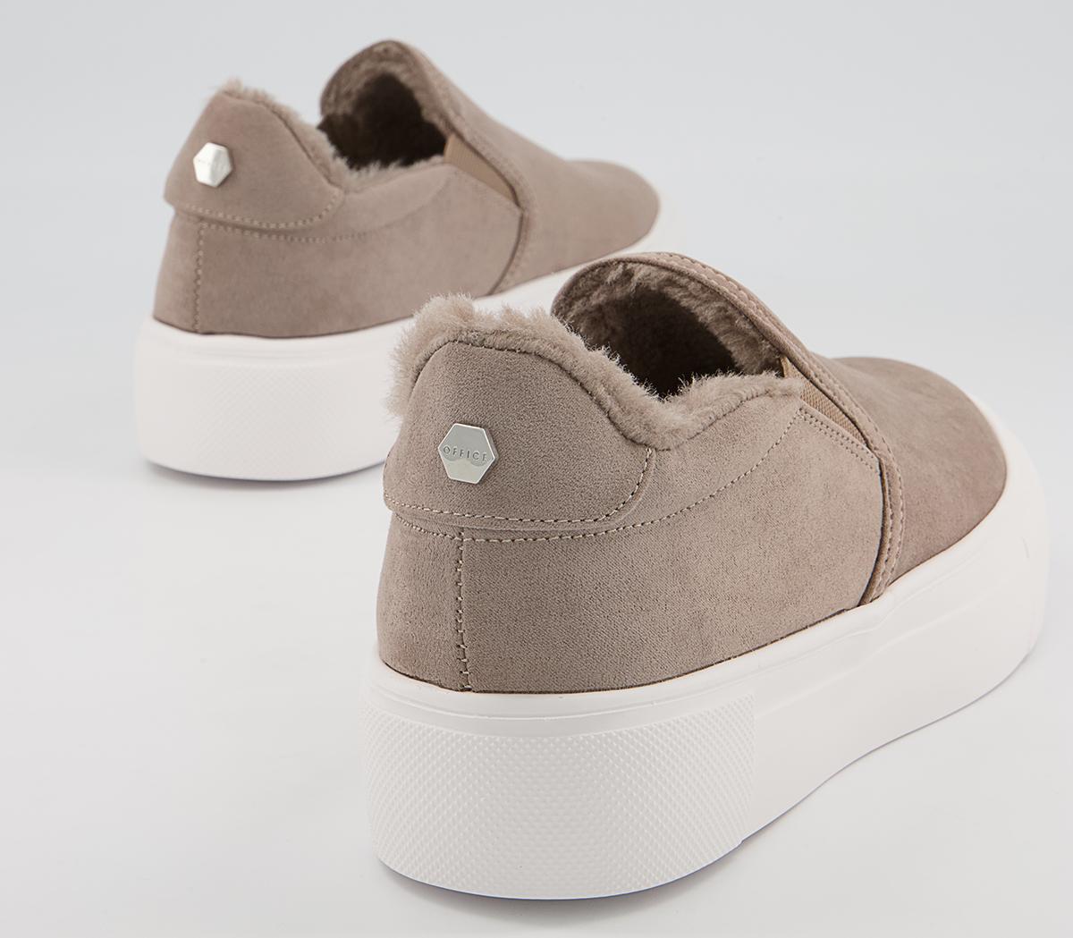 Office Fade Slip On Trainers Office Fade Slip On Trainers Taupe Faux Fur Lined