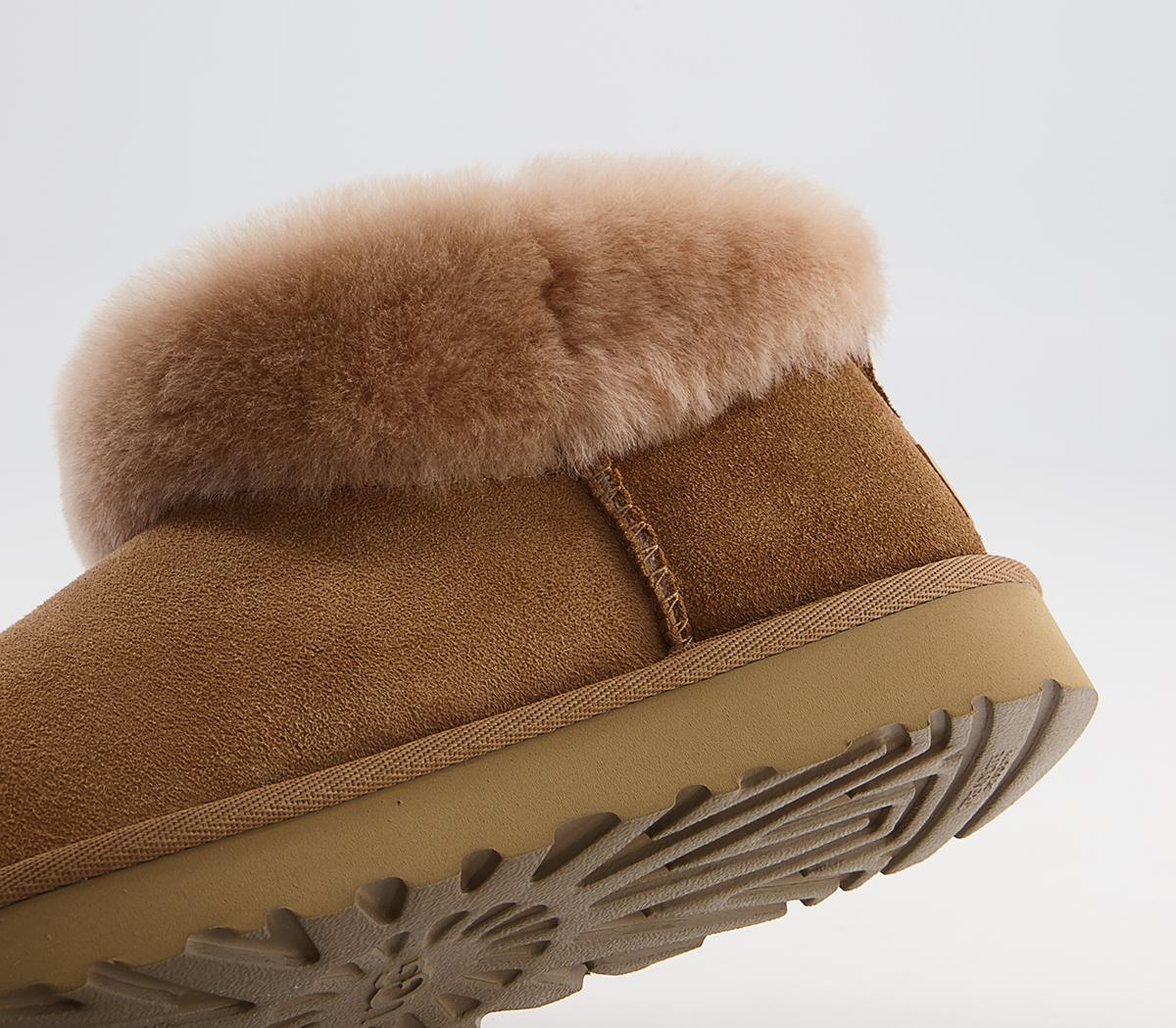 Ugg Classic Ultra Mini Fluff Boots Chestnut Womens Sustainable Materials 