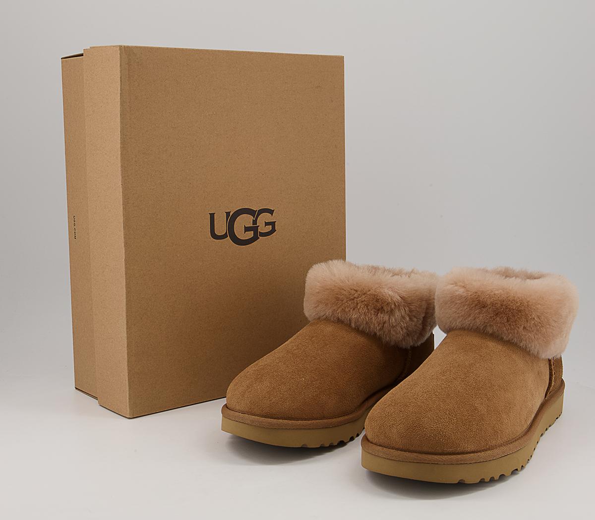 UGG Classic Ultra Mini Fluff Boots Chestnut - Women’s Sustainable Materials