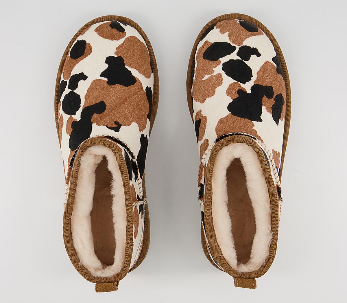 UGG Classic Ultra Mini Cow Print Boots UGG Classic Ultra Mini Cow Print Boots Chestnut