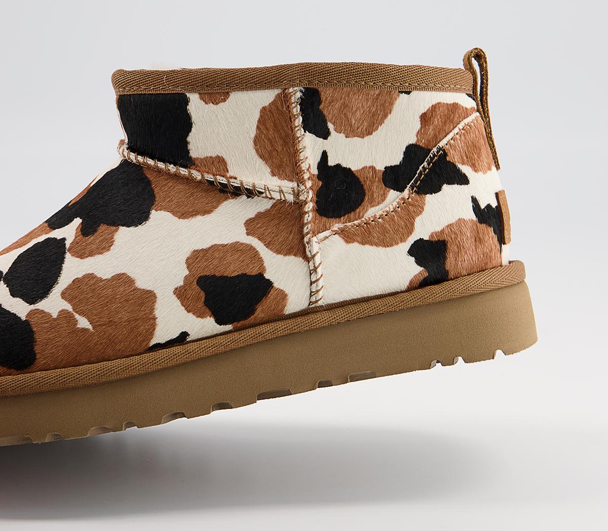 UGG Classic Ultra Mini Cow Print Boots UGG Classic Ultra Mini Cow Print Boots Chestnut