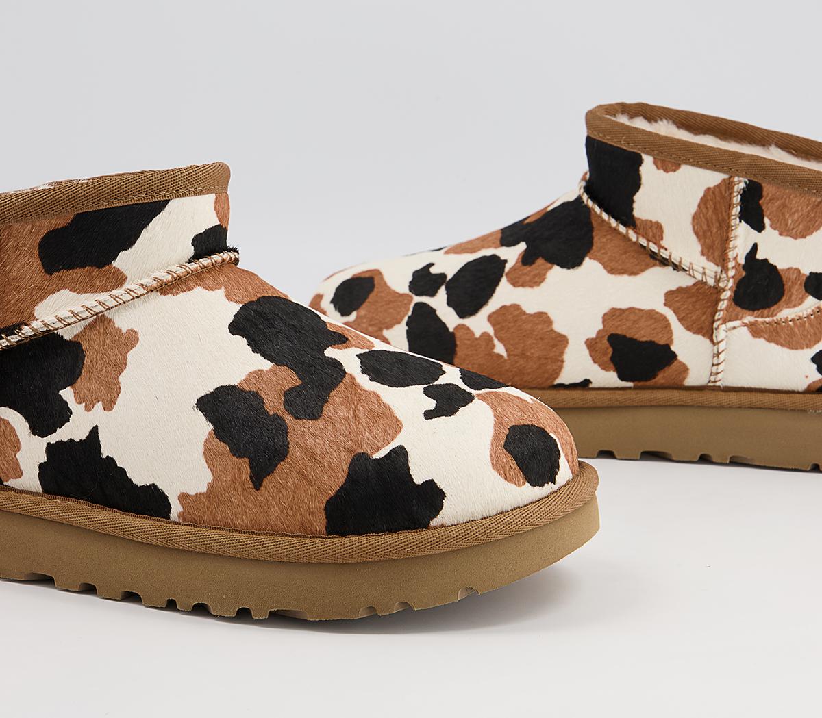 UGG Classic Ultra Mini Cow Print Boots UGG Classic Ultra Mini Cow Print Boots Chestnut