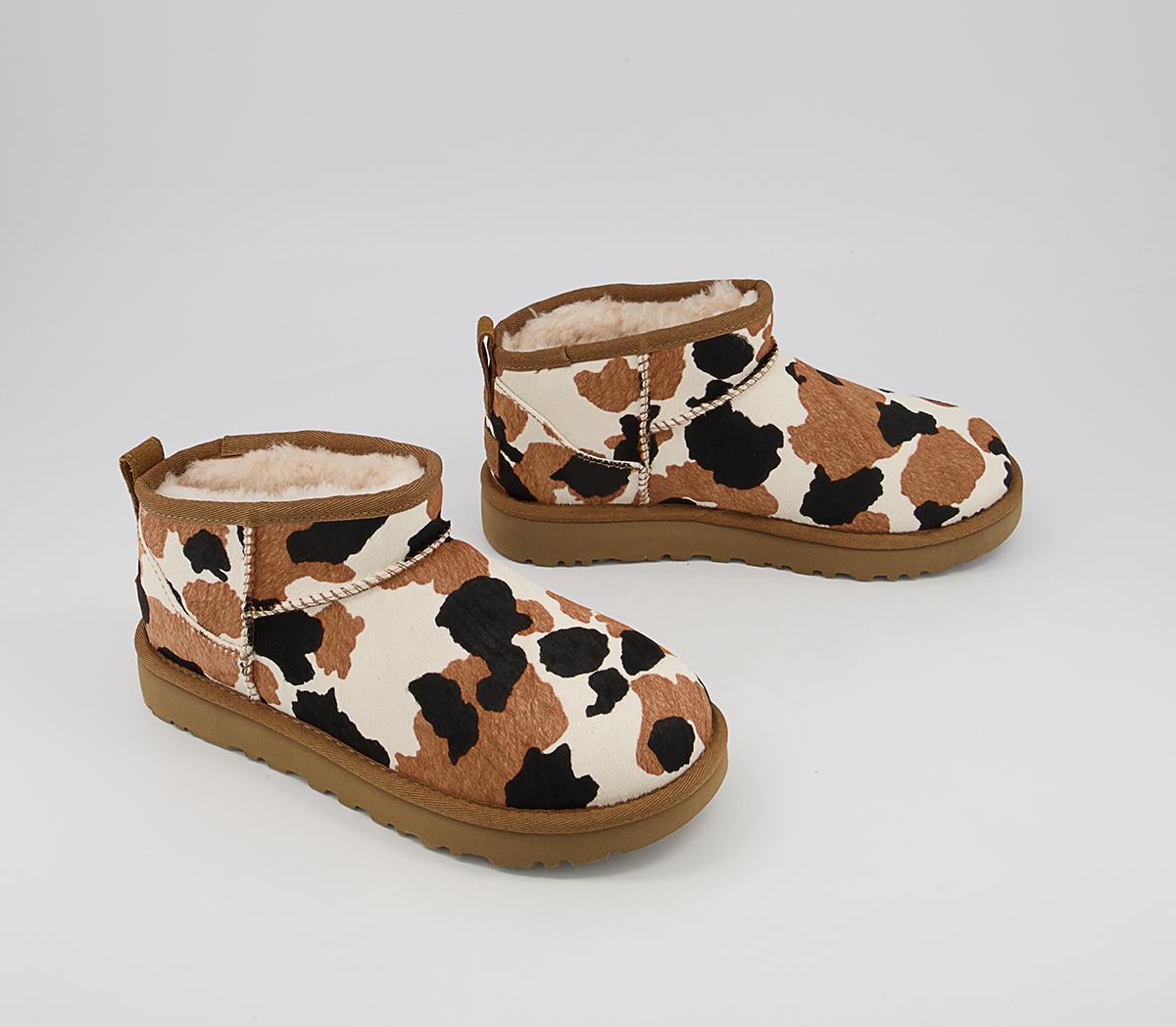 UGG Classic Ultra Mini Cow Print Boots UGG Classic Ultra Mini Cow Print Boots Chestnut