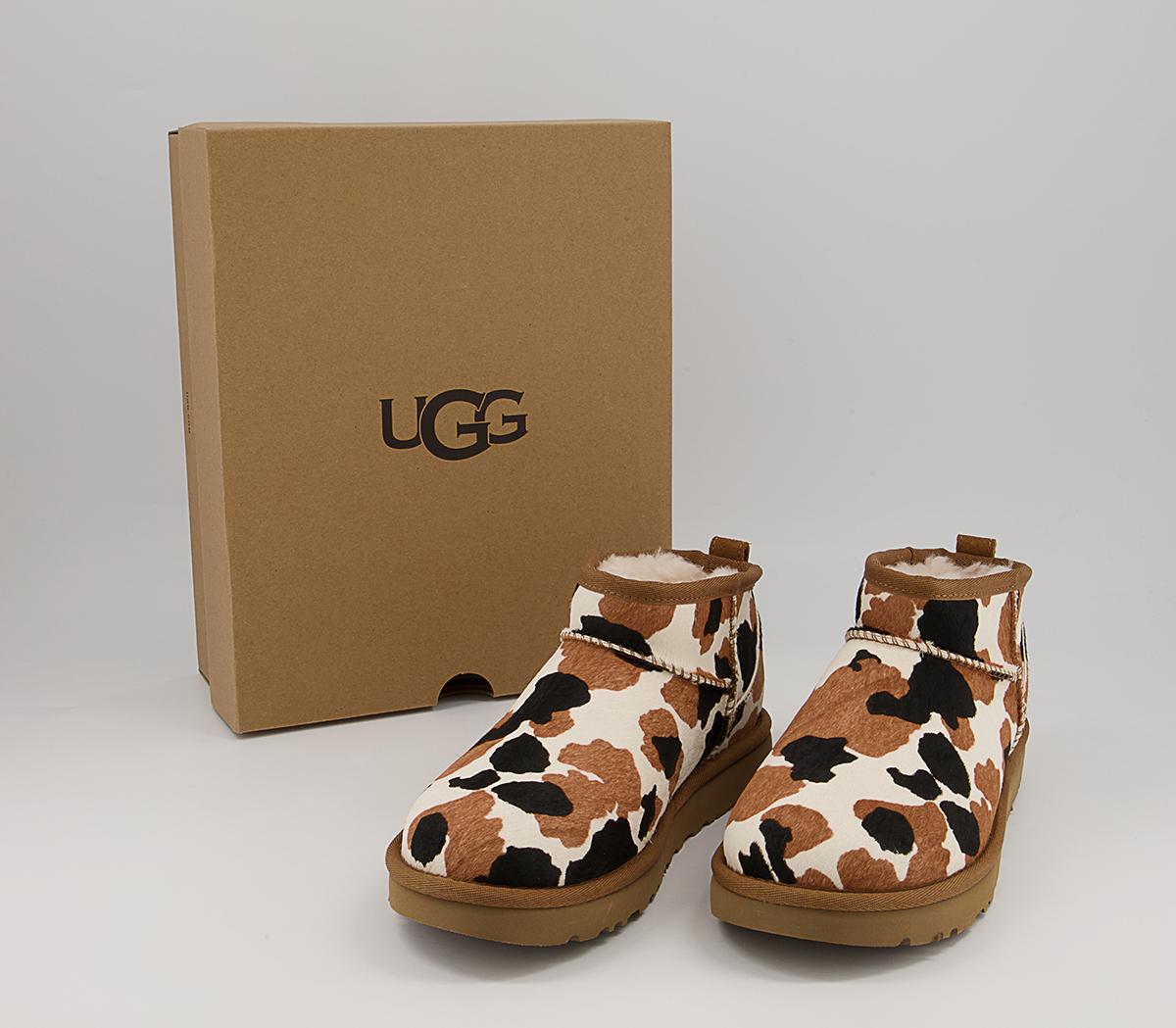 UGG Classic Ultra Mini Cow Print Boots UGG Classic Ultra Mini Cow Print Boots Chestnut