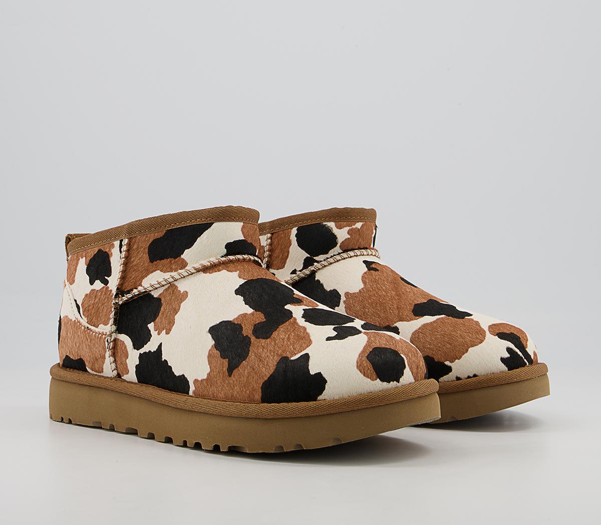 UGG Classic Ultra Mini Cow Print Boots UGG Classic Ultra Mini Cow Print Boots Chestnut