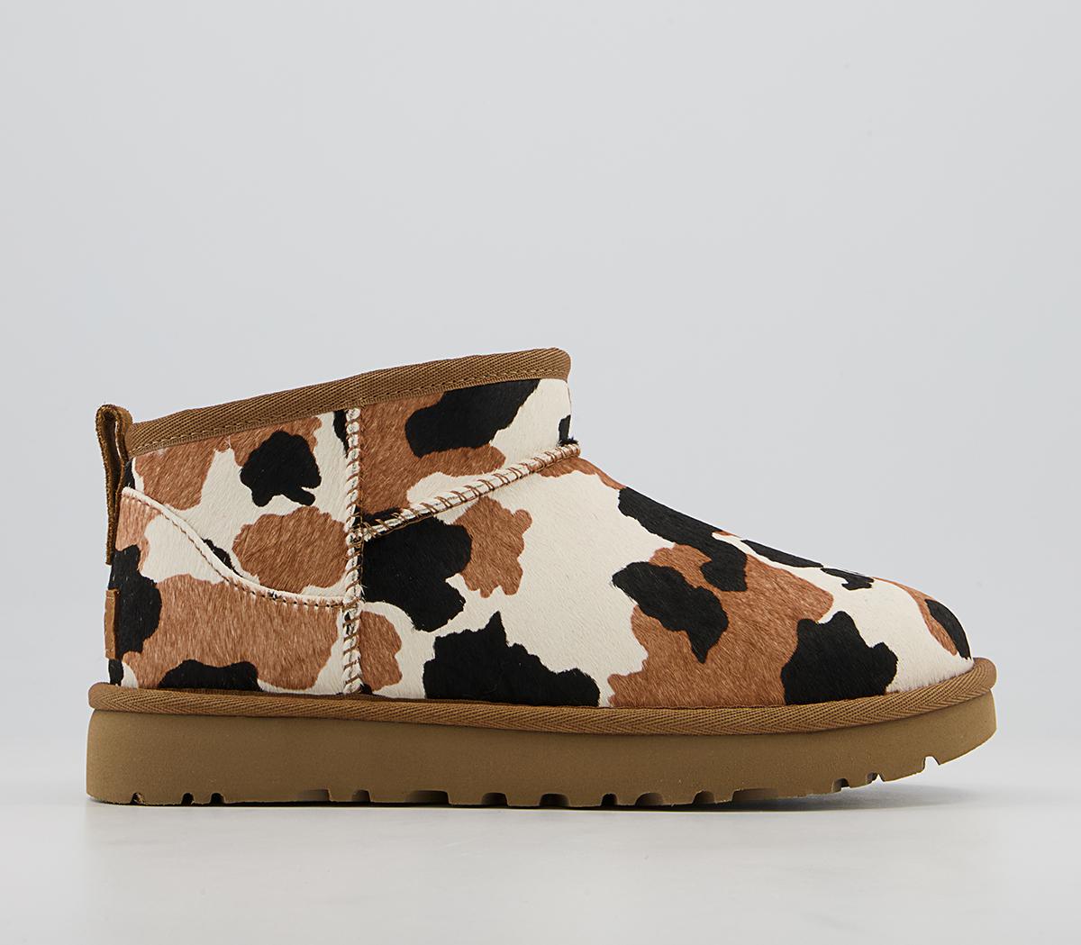 UGG Classic Ultra Mini Cow Print Boots UGG Classic Ultra Mini Cow Print Boots Chestnut