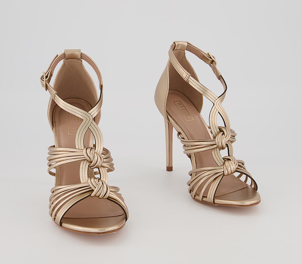 Office Hidden Valley Strappy T-Bar Stiletto High Heels Office Hidden Valley Strappy T-Bar Stiletto High Heels Gold Leather
