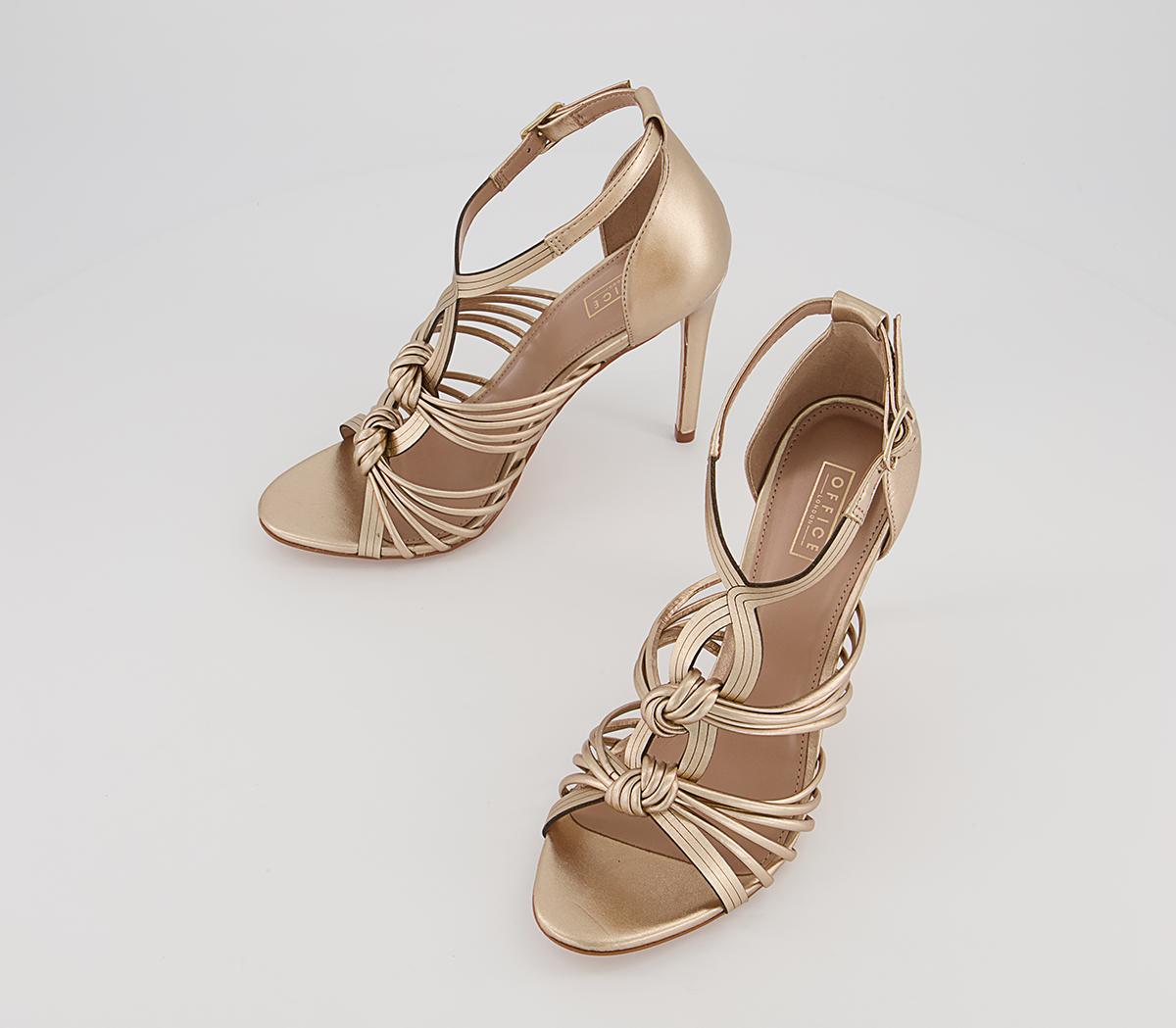 Office Hidden Valley Strappy T-Bar Stiletto High Heels Office Hidden Valley Strappy T-Bar Stiletto High Heels Gold Leather