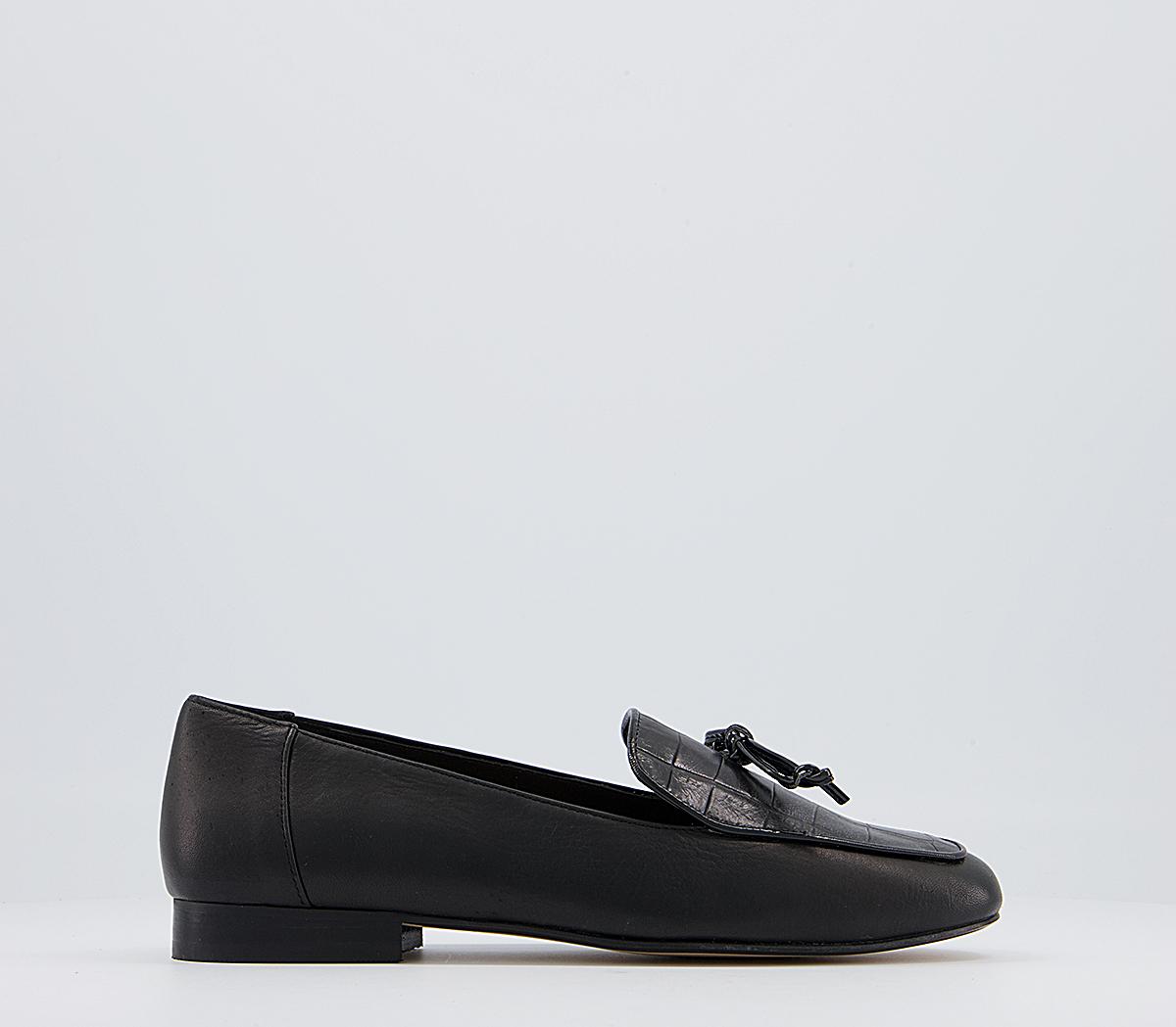 Office Finesse Soft Bow Loafers Office Finesse Soft Bow Loafers Black Leather Croc Mix