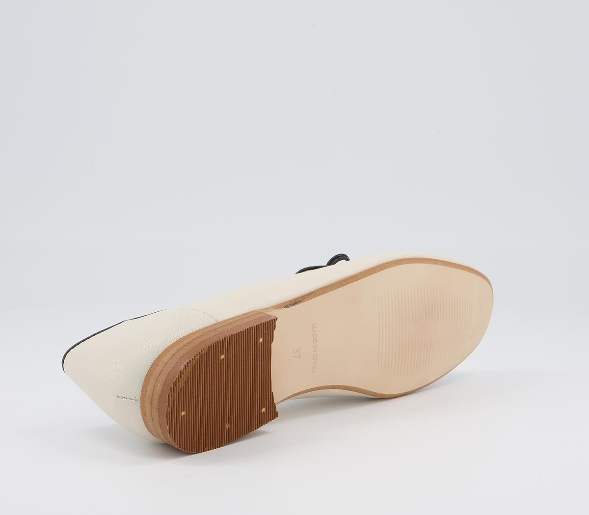 Office Finesse Soft Bow Loafers Office Finesse Soft Bow Loafers Ecru Leather Contrast Piping