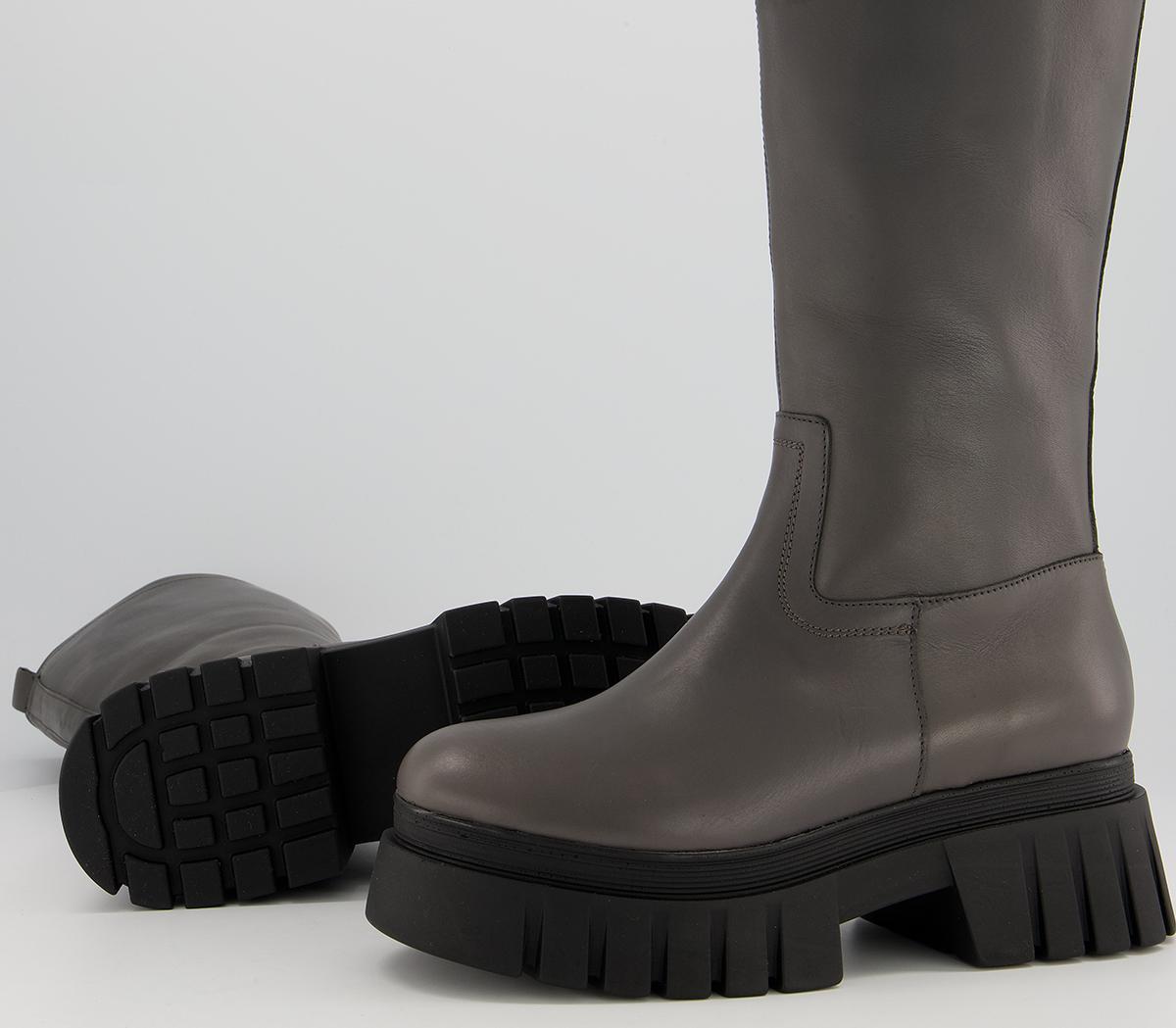 Office Kerr Chunky Boots Office Kerr Chunky Boots Grey Leather