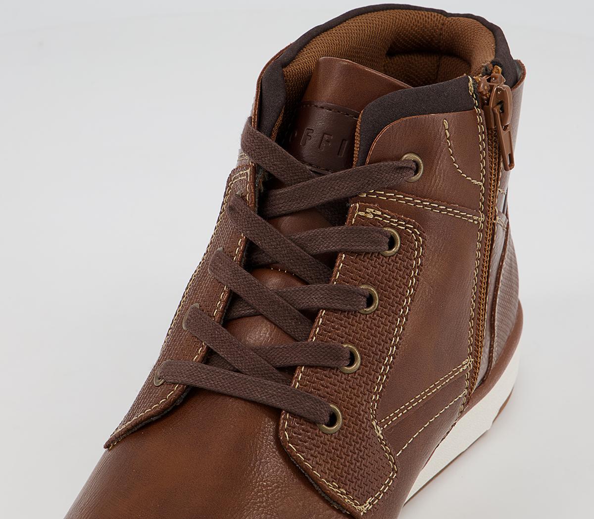 Office Cairo Mid Top Zip Smart Casual Trainers Office Cairo Mid Top Zip Smart Casual Trainers Tan
