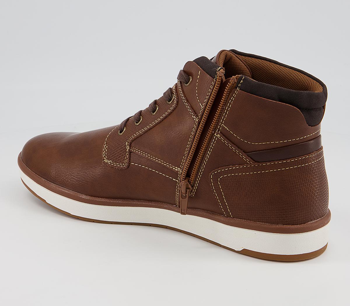 Office Cairo Mid Top Zip Smart Casual Trainers Office Cairo Mid Top Zip Smart Casual Trainers Tan