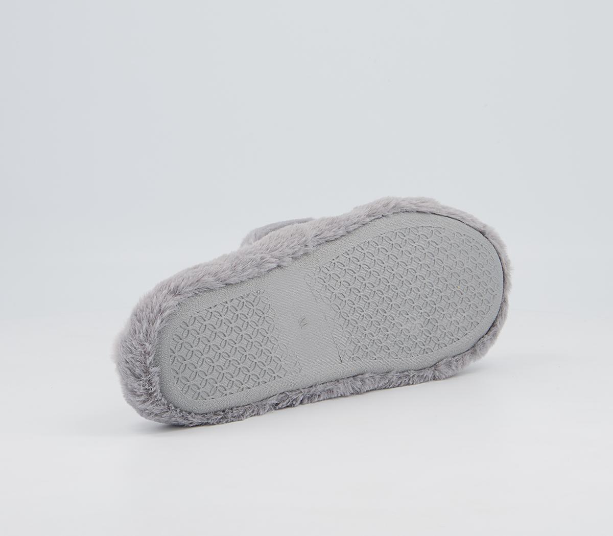 Office Ferris Double Strap Slippers Office Ferris Double Strap Slippers Soft Grey Faux Fur