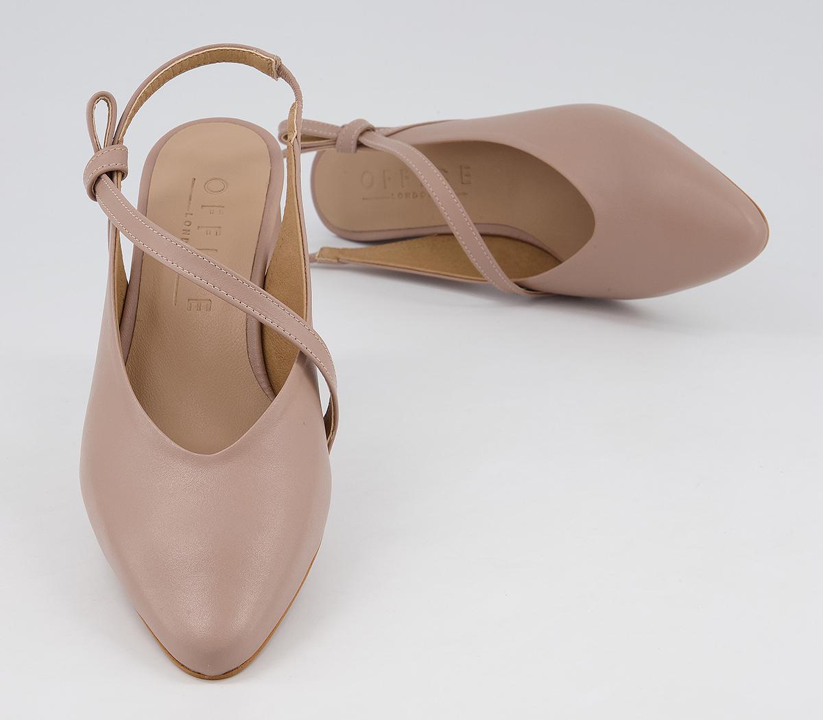 Office Malone Slingback Court Heels With Half Bow Office Malone Slingback Court Heels With Half Bow Nude Leather