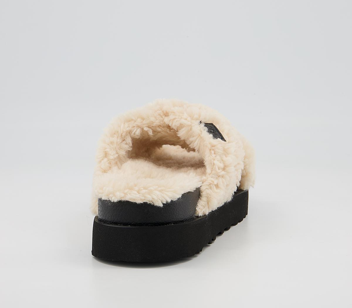 UGG Fuzz Sugar Cross Slides UGG Fuzz Sugar Cross Slides Natural Black