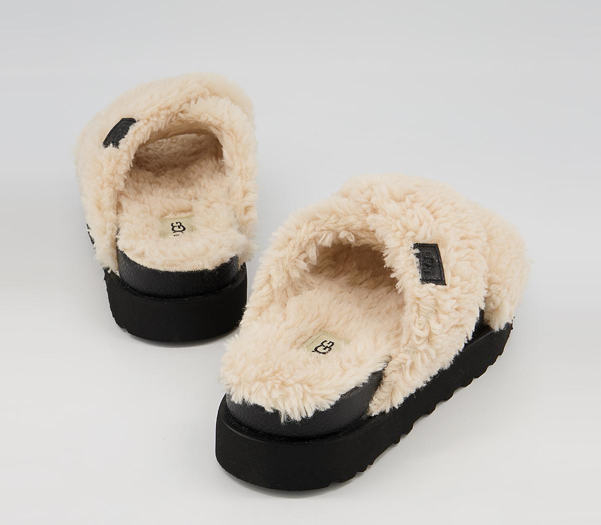 UGG Fuzz Sugar Cross Slides UGG Fuzz Sugar Cross Slides Natural Black