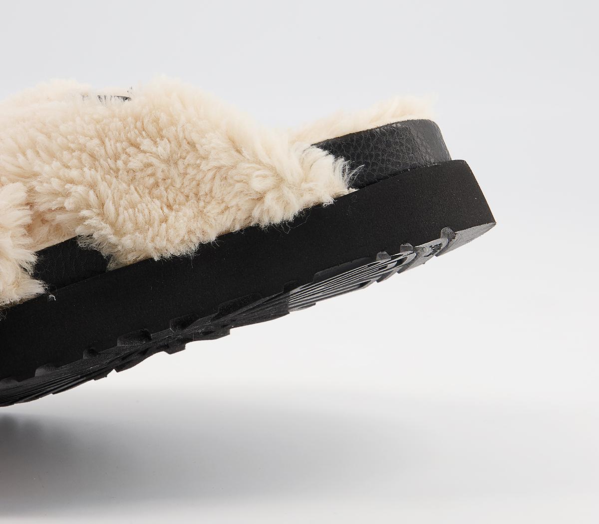 UGG Fuzz Sugar Cross Slides UGG Fuzz Sugar Cross Slides Natural Black