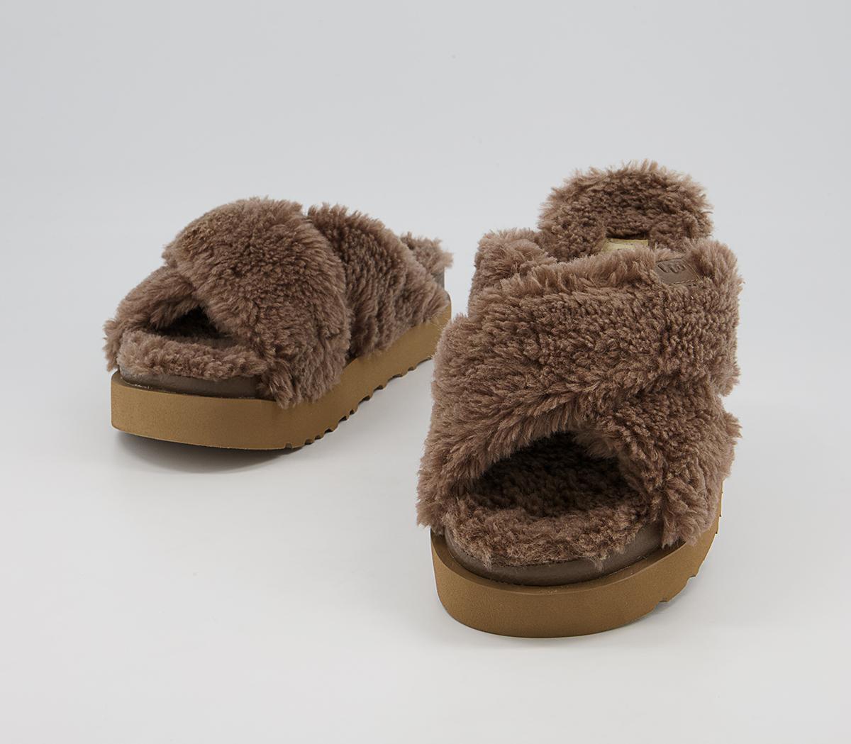 UGG Fuzz Sugar Cross Slides UGG Fuzz Sugar Cross Slides Hickory