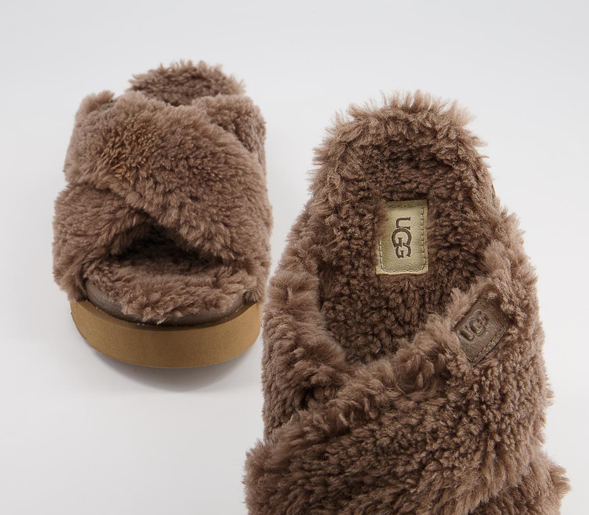 UGG Fuzz Sugar Cross Slides UGG Fuzz Sugar Cross Slides Hickory