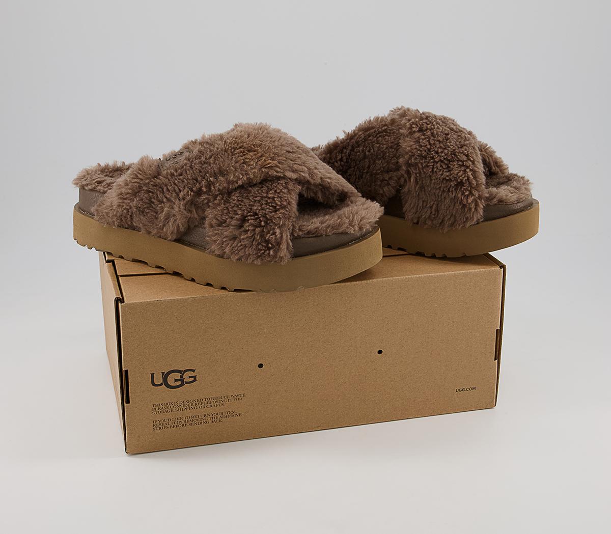 UGG Fuzz Sugar Cross Slides UGG Fuzz Sugar Cross Slides Hickory