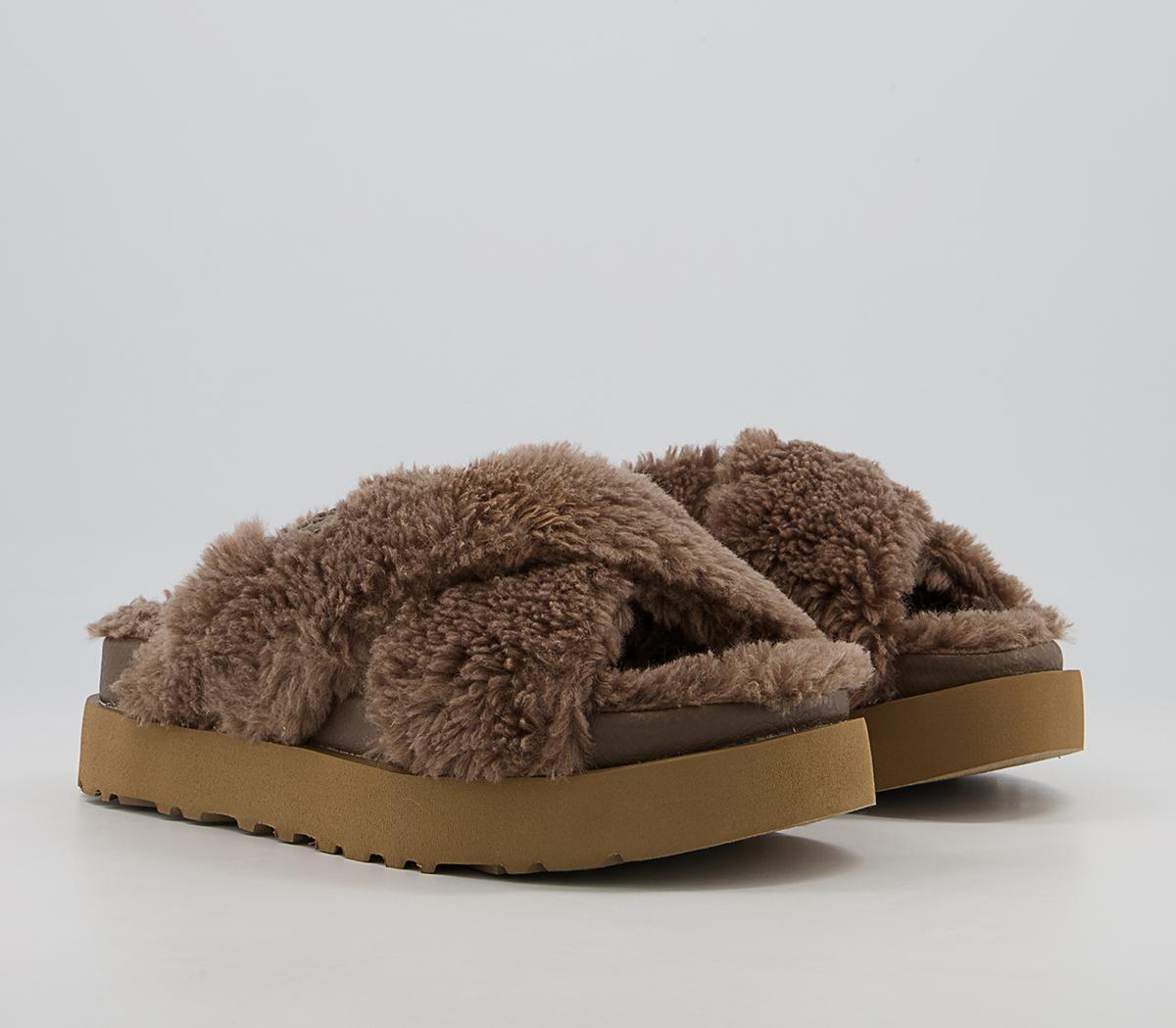 UGG Fuzz Sugar Cross Slides UGG Fuzz Sugar Cross Slides Hickory