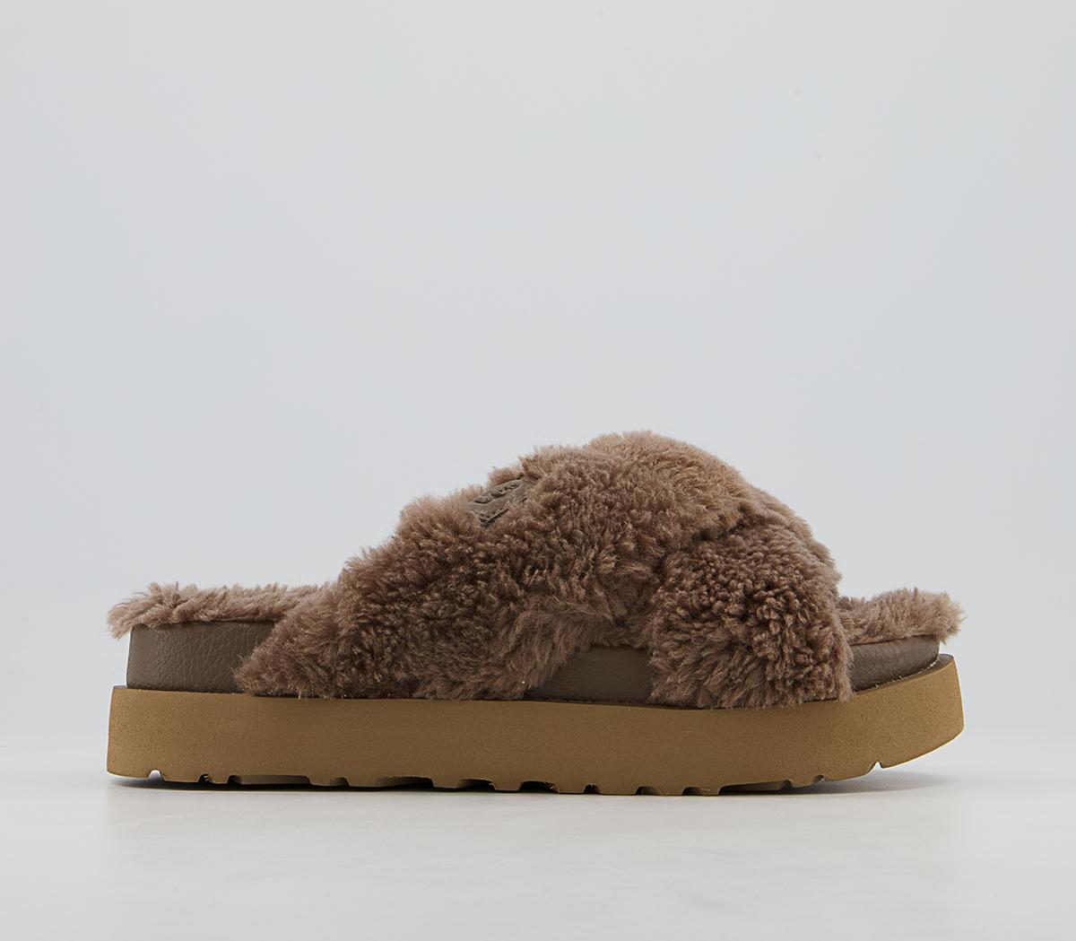 UGG Fuzz Sugar Cross Slides UGG Fuzz Sugar Cross Slides Hickory