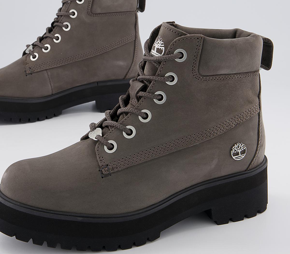 Timberland 6 Inch Stack Boots Medium Grey Nubuck Women's Ankle Boots