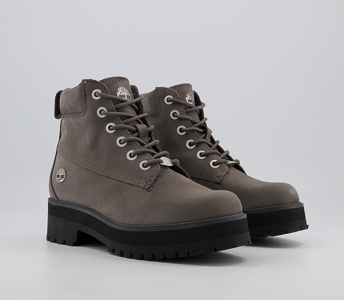 Timberland 6 Inch Stack Boots Medium Grey Nubuck - Women's Ankle Boots